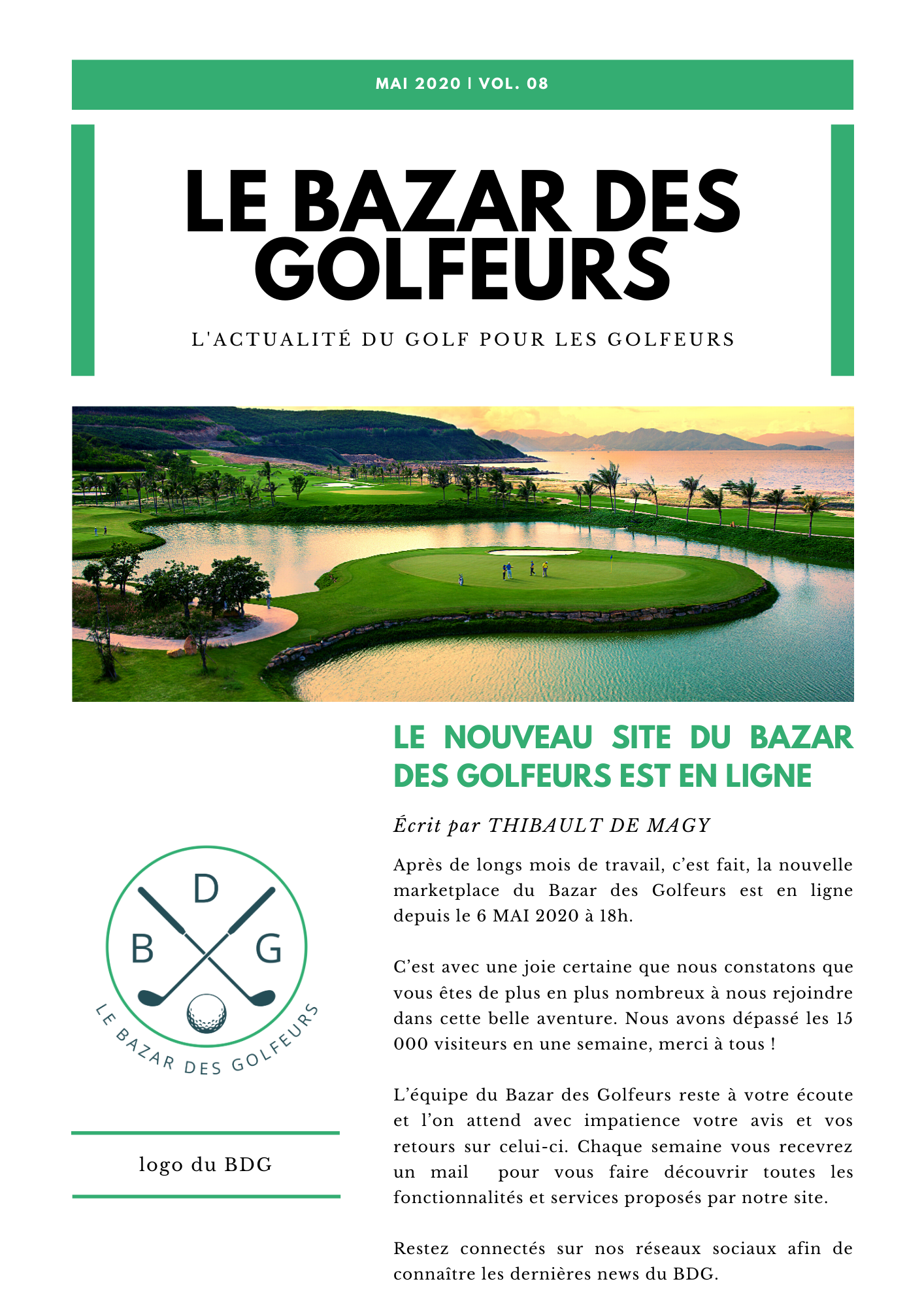 Newsletter Le Bazar des Golfeurs Mai 2020 - Vol.8